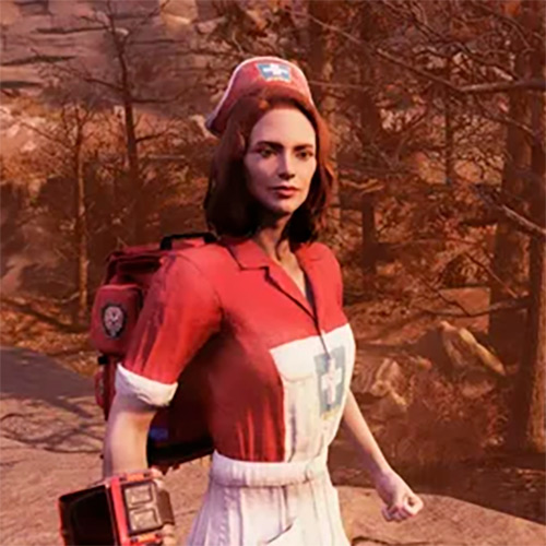 Красная форма работника приюта в Fallout 76