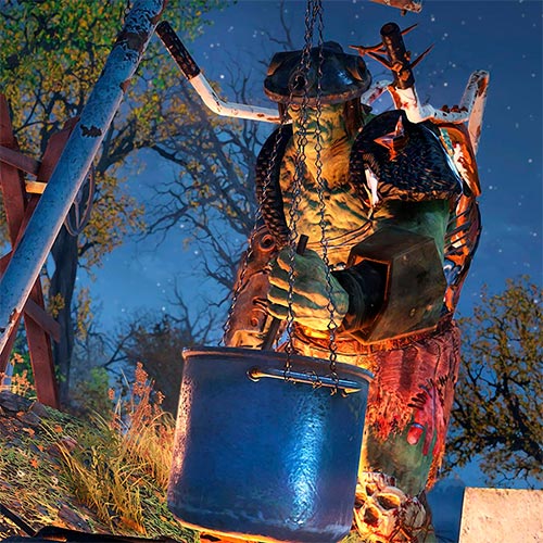 Грэм готовит мясо в Fallout 76