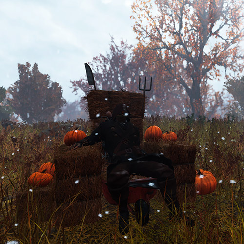 Трон из стогов сена в Fallout 76
